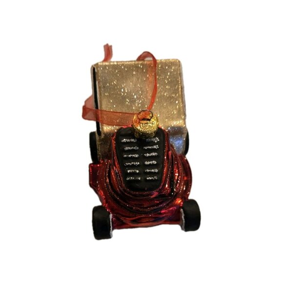 New Brown Lawn Mower Dad GLASS Food CHRISTMAS Tree Holiday ORNAMENT - Picture 3 of 3